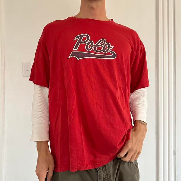 Vintage 90s Faded Polo Ralph Lauren Sport Logo Graphic Tee - Picture 6 of 6